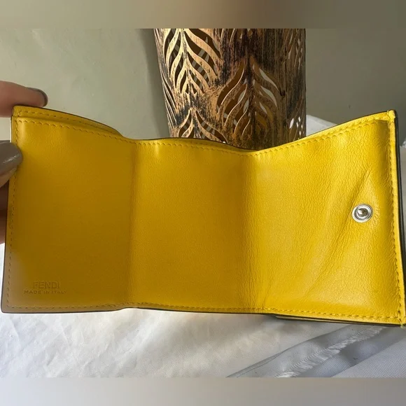 FENDI Peekaboo Yellow Leather Mini Wallet - Picture 7 of 14